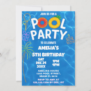 Kinder Pool Party Geburtstagseinladung Einladung