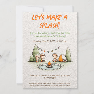 Kinder Pool Party Geburtstagseinladung - Sommerwas Einladung