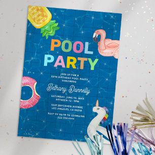 Kinder-Poolparty-Geburtstagseinladung Einladung