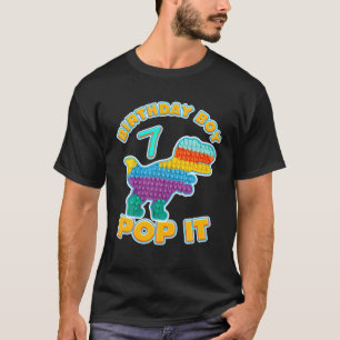 Kinder Pop 7. Geburtstag Junge Dino Gamer P T-Shirt