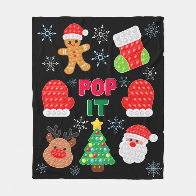 Kinder Pop Weihnachtsblase Weihnachtsbaum Fleecedecke (Vorderseite)