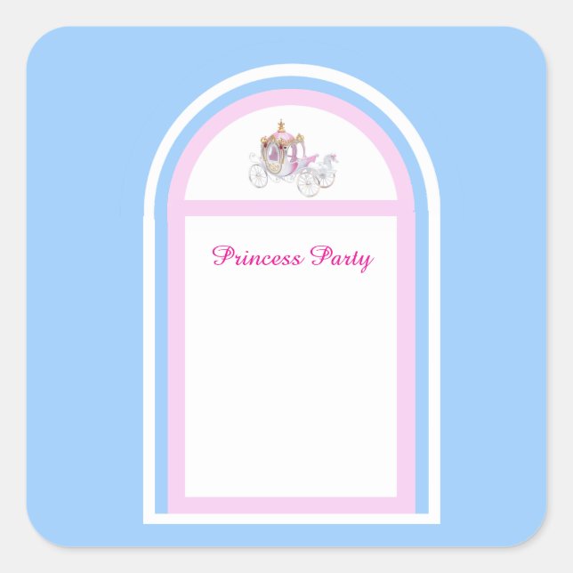 Kinder Princess Birthday Party Square Sticker (Vorderseite)