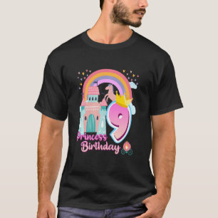 Kinder Prinzessin 9. Geburtstag Rainbow Castle Bi T-Shirt