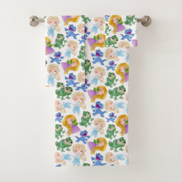 Kinder Prinzessin und Eidechsen Badhandtuch Set