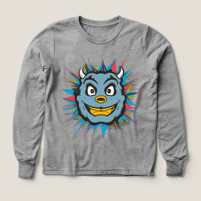 👹 Kinder Pullover – Lustiges Monster Gesicht (Design Vorderseite)