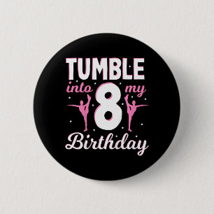 Kinder purzeln in den 8. Geburtstag - Turnen 8. Ge Button