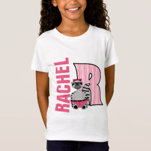 Kinder "R" Mit Monogramm   Rosa Raccoon T-Shirt