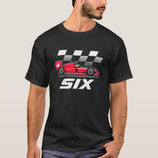 Kinder Race Car 6. Geburtstag Junge 6 Sechs Jahre T-Shirt