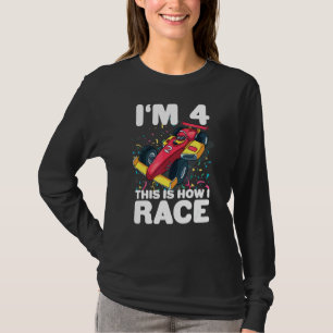 Kinder Racing Car 4. Geburtstag 4 Vierling Formel T-Shirt