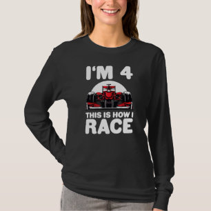 Kinder Racing Car 4. Geburtstag 4 Vierling Formel T-Shirt