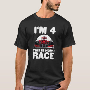 Kinder Racing Car 4. Geburtstag 4 Vierling Formel T-Shirt