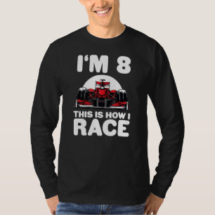 Kinder Racing Car 8. Geburtstag 8 Acht Kleinkind F T-Shirt