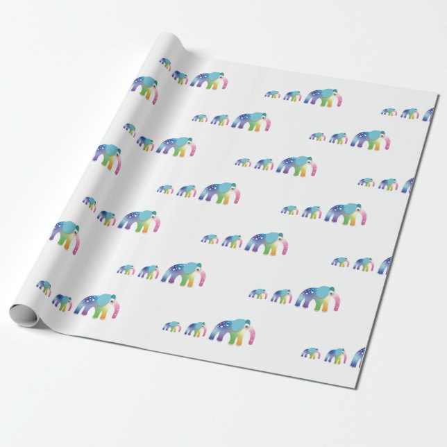Kinder Rainbow Elephant Gift Wrap Geschenkpapier (Ungerollt)