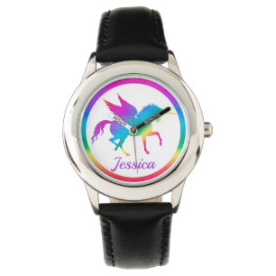 Kinder Rainbow Gradient Unicoron Silhouette Armbanduhr