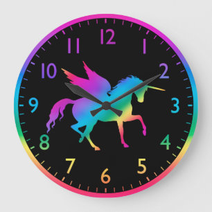 Kinder Rainbow Gradient Unicoron Silhouette Große Wanduhr