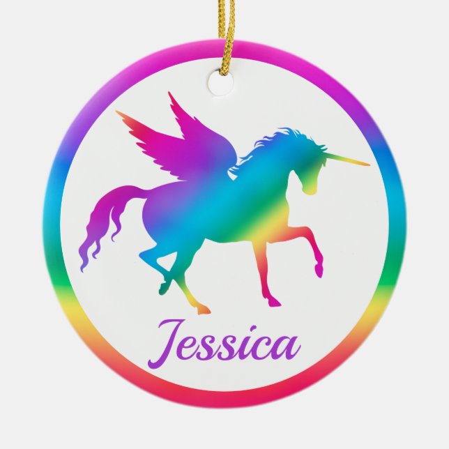 Kinder Rainbow Gradient Unicoron Silhouette Keramik Ornament (Vorne)