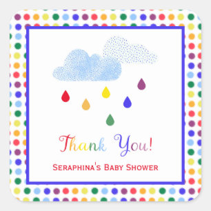 Kinder Rainbow Polka Dots Baby Dusche Vielen Dank Quadratischer Aufkleber