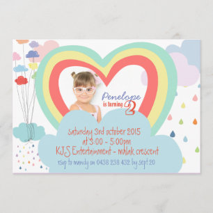 Kinder Rainbow Thema Geburtstag Einladung