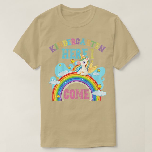 Kinder Rainbow Unicorn Lover Kindergarten Hier bin T-Shirt (Design vorne)