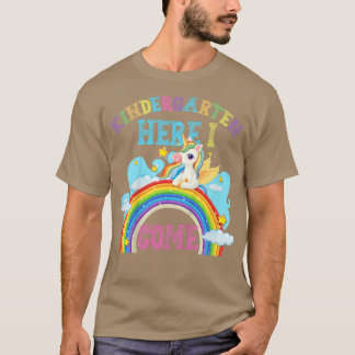 Kinder Rainbow Unicorn Lover Kindergarten Hier bin T-Shirt
