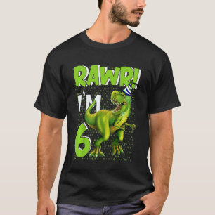 Kinder Raw ich bin 6 Geburtstag Junge Dinosaurier T-Shirt