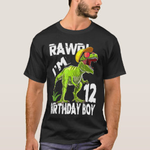 Kinder Rawr 12 Jahre alt Rex Dinosaurier 12. Gebur T-Shirt