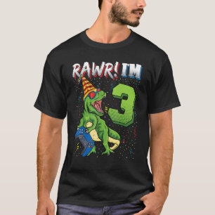 Kinder Rawr I m 3. Geburtstag Dinosaurier hält Vid T-Shirt