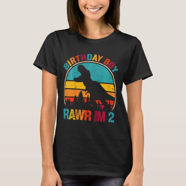 Kinder Rawr ich bin 2 Dinosaurier Rex 2. Geburtsta T-Shirt (Vorderseite)