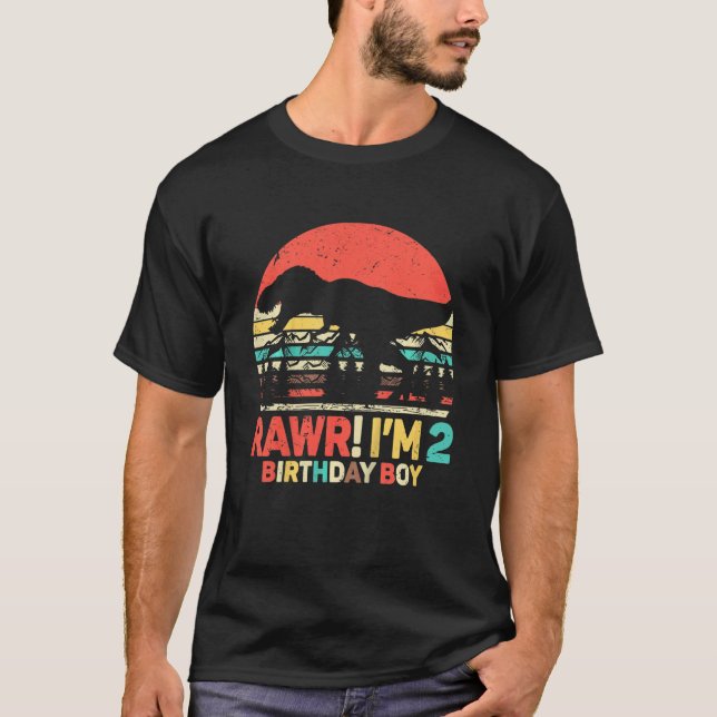 Kinder Rawr ich bin 2 Dinosaurier Rex 2. Geburtsta T-Shirt (Vorderseite)