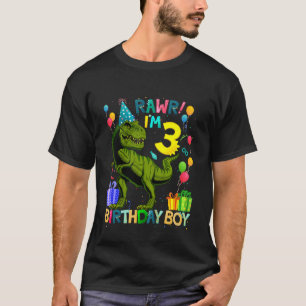 Kinder Rawr ich bin 3 3. Geburtstag Dinosaurier Re T-Shirt