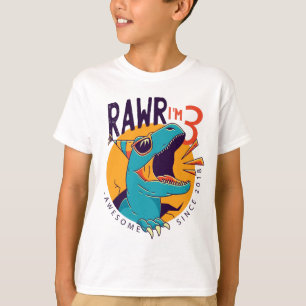 Kinder Rawr ich bin 3. Geburtstag T Rex Dinosaur G T-Shirt