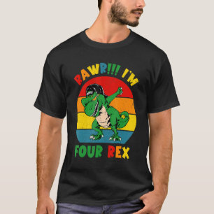 Kinder Rawr Ich bin 4 4. Geburtstag Dinosaurier Pa T-Shirt