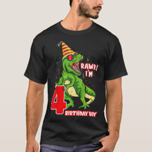 Kinder Rawr Ich bin 4 4. Geburtstag T Re Dinosauri T-Shirt