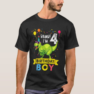 Kinder Rawr Ich bin 4. Geburtstag Boy Dinosaurier T-Shirt