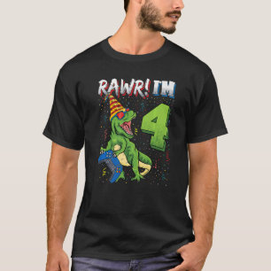 Kinder Rawr Ich bin 4. Geburtstag Dinosaurier mit T-Shirt