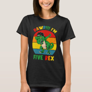 Kinder Rawr Ich bin 5 5. Geburtstag Dinosaurier Pa T-Shirt