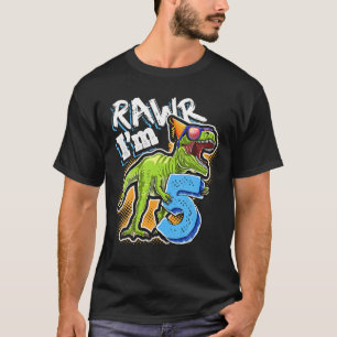 Kinder Rawr Ich bin 5 5. Geburtstag T Rex Dinosaur T-Shirt