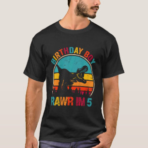 Kinder Rawr ich bin 5 Dinosaurier 5. Geburtstag Bo T-Shirt