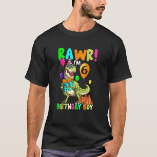 Kinder Rawr ich bin 6 6. Geburtstagsparty Rex Dino T-Shirt