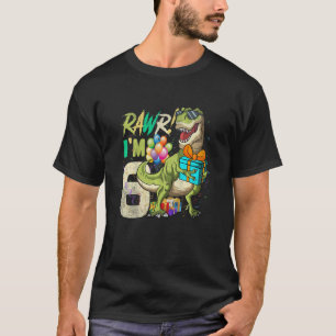 Kinder Rawr ich bin 6 6 x Rex 6. Geburtstag Dinosa T-Shirt