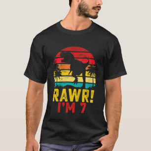 Kinder Rawr ich bin 7 Dinosaurier 7 Jahre alter Ju T-Shirt