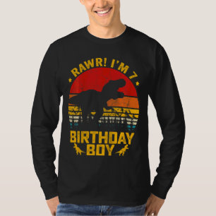 Kinder Rawr Ich bin 7. Geburtstag Boy Dinosaurier T-Shirt