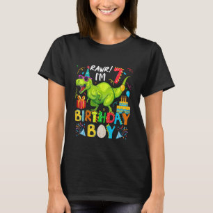 Kinder Rawr Ich bin 7. Geburtstag Boy Dinosaurier  T-Shirt