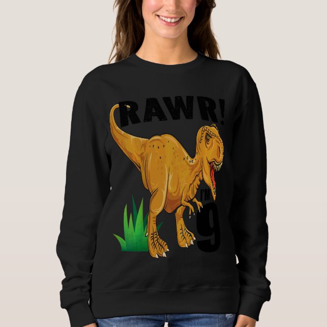 Kinder Rawr ich bin 9 Dinosaurier Rex 9. Geburtsta Sweatshirt (Vorderseite)