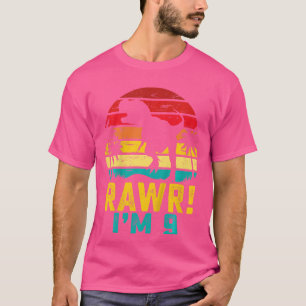 Kinder Rawr ich bin 9 Dinosaurier Rex 9 Jahre alte T-Shirt