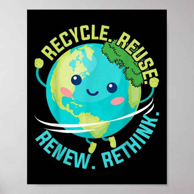 Kinder Recycelte Wiederverwendung Neu überdenken N Poster (Vorne)