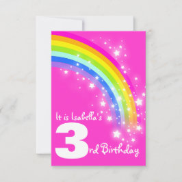 Kinder Regenbogen 3. Geburtstag rosa Geburtstag ei Einladung