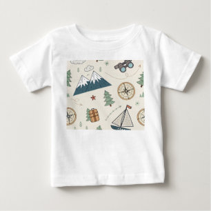Kinder reisen Karte Symbole Muster Baby T-shirt