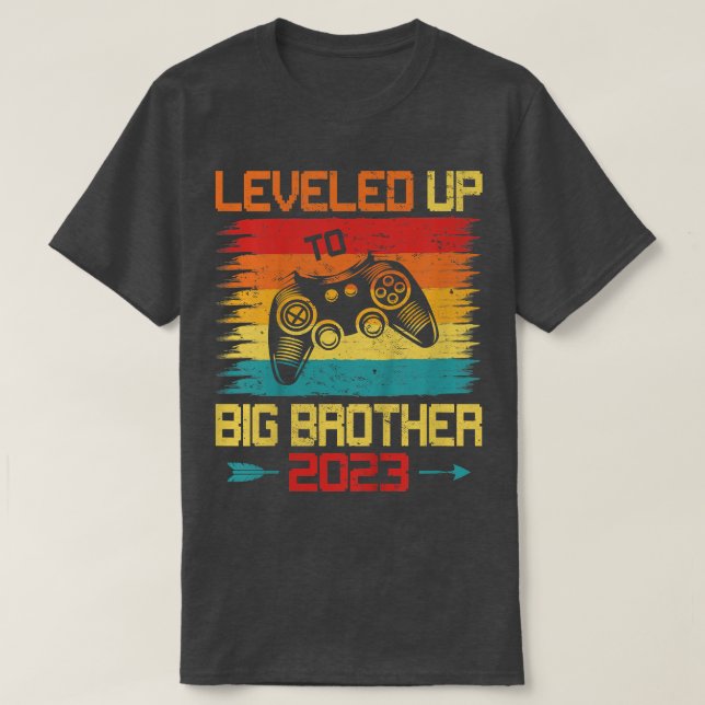 Kinder Retro-Level bis zum großen Bruder 2023 Schw T-Shirt (Design vorne)