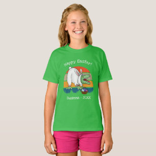 Kinder Retro T-Rex in Ostern Bunny Kostüm Ei Hunt T-Shirt